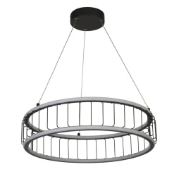 Searchlight LED Kronleuchter Rind Schwarz Weiß D: 57,5 cm Metall 3000 K< Hängelampen|Led Lampen