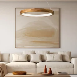 Hängelampen|Bürolampen*Elstead LED Kronleuchter Ring Teak Holz Furnier 3000 K Modern