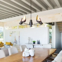 Wohnzimmerlampen|Esszimmer Lampen*Elstead LED Kronleuchter Schwarz Gold Weiß Ø 91,4 cm verstellbare Höhe