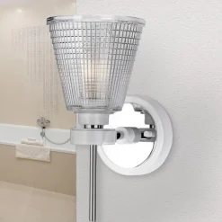 Elstead LED Lampe Badezimmer Glas IP44 Chrom Weiß verstellbar< Wandleuchten|Badezimmer Lampe