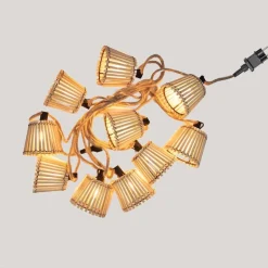 Außenlichterketten|Dekolampen Außen*Newgarden LED Lichterkette mit Stecker 5m IP44 2200K Bambus Outdoor
