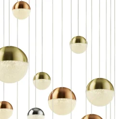 Hängelampen|Led Lampen*Searchlight LED Pendelleuchte Ø 97 cm in Chrom Kupfer Messing Retro