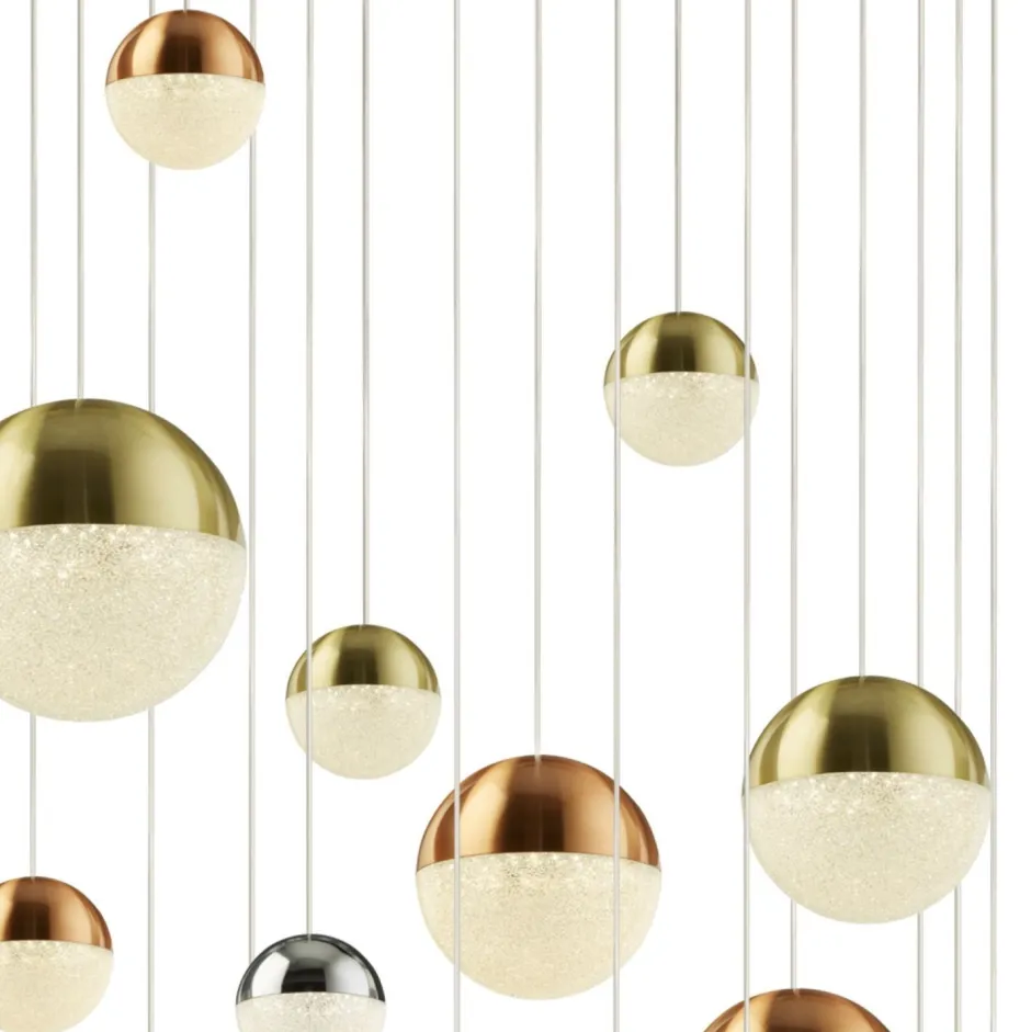 Hängelampen|Led Lampen*Searchlight LED Pendelleuchte Ø 97 cm in Chrom Kupfer Messing Retro