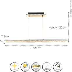 Wohnzimmerlampen|Metall Lampen*Eco-Light LED Pendelleuchte Aluminium Gold Schwarz 3000 K 120 cm