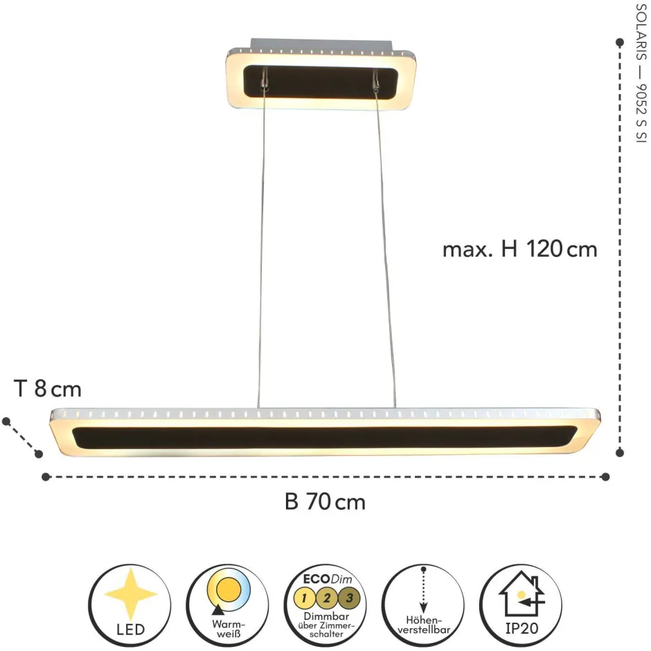Wohnzimmerlampen|Metall Lampen*Eco-Light LED Pendelleuchte Aluminium Edelstahl Schwarz 3000 K