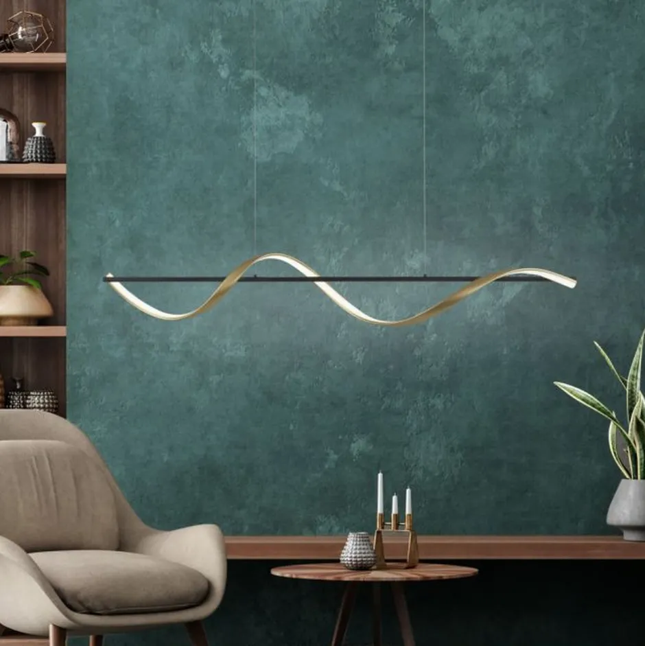 Hängelampen|Bürolampen*Paul Neuhaus LED Pendelleuchte Anthrazit Messing Fernbedienung 24 W