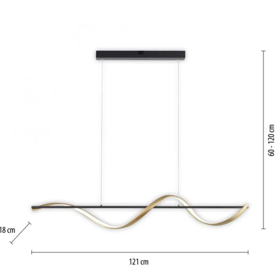 Hängelampen|Bürolampen*Paul Neuhaus LED Pendelleuchte Anthrazit Messing Fernbedienung 24 W