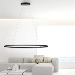 Hängelampen|Bürolampen*Paul Neuhaus LED Pendelleuchte Anthrazit oval 3000 K 118 cm dimmbar