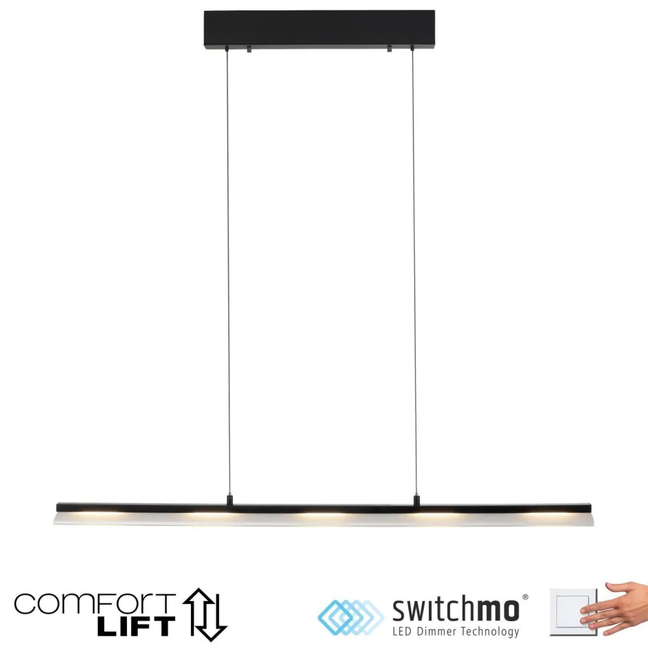 Just Light LED Pendelleuchte dimmbar Metall 100 cm 2900 lm Schwarz< Hängelampen|Bürolampen