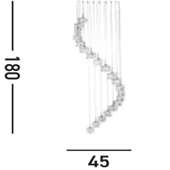 Bürolampen|Wohnzimmerlampen*Searchlight LED Pendelleuchte Glas Metall B:45 cm 3 W 20-flammig