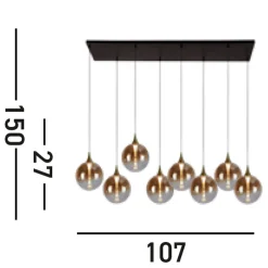 Hängelampen|Led Lampen*Searchlight LED Pendelleuchte Glaskugeln 107 cm 3000 K 8-flammig