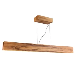 Hängelampen|Wohnzimmerlampen*Elstead LED Pendelleuchte Holz Furnier Teak 3000 K 127 cm lang