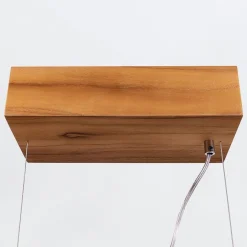 Hängelampen|Wohnzimmerlampen*Elstead LED Pendelleuchte Holz Furnier Teak 3000 K 127 cm lang