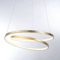 Hängelampen|Wohnzimmerlampen*Paul Neuhaus LED Pendelleuchte in Blattgold B:55 cm 4000 lm dimmbar