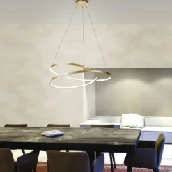 Hängelampen|Bürolampen*Paul Neuhaus LED Pendelleuchte in Blattgold L:72 cm 3000 K dimmbar