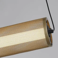 Bürolampen|Wohnzimmerlampen*Searchlight LED Pendelleuchte in Gold Schwarz Metall 26 W 92 cm