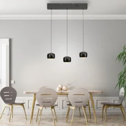 Just Light LED Pendelleuchte Metall warmweiß 60 cm 800 lm Schwarz< Hängelampen|Bürolampen