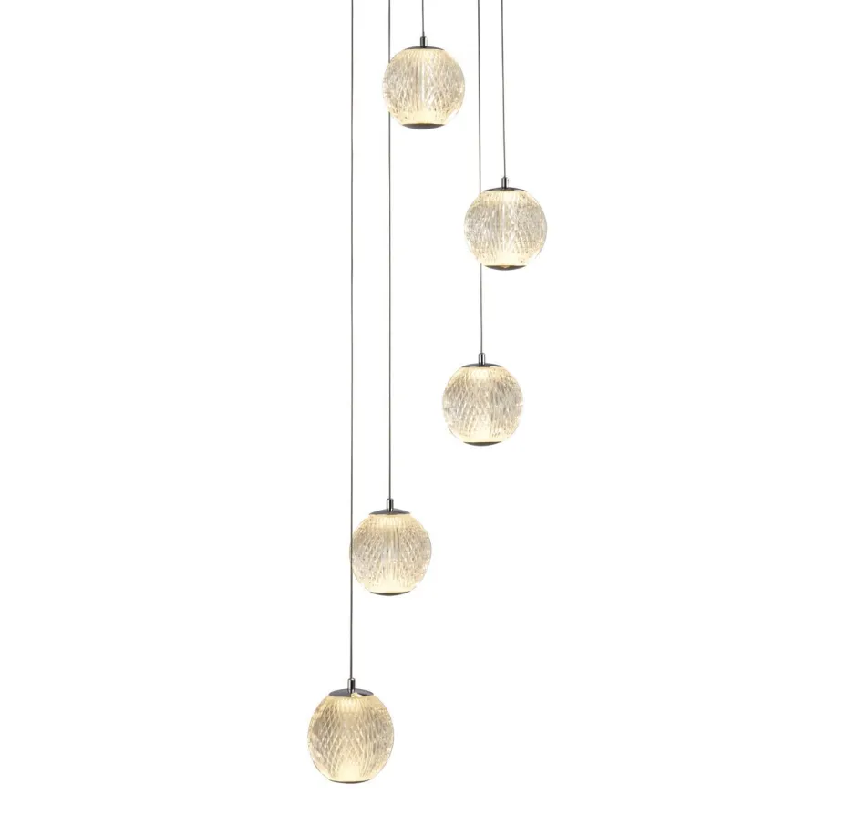 Wohnzimmerlampen|Esszimmer Lampen*Searchlight LED Pendelleuchte Metall 5-flammig 21 W L:30 cm Chrom