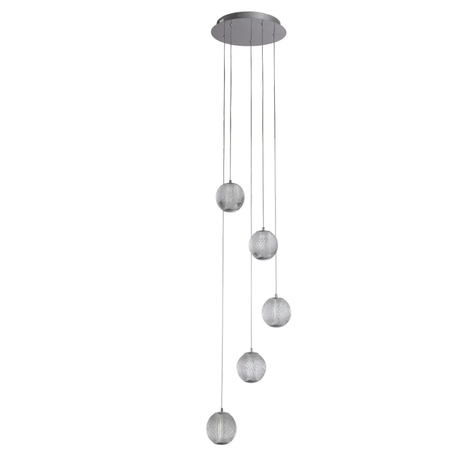 Wohnzimmerlampen|Esszimmer Lampen*Searchlight LED Pendelleuchte Metall 5-flammig 21 W L:30 cm Chrom