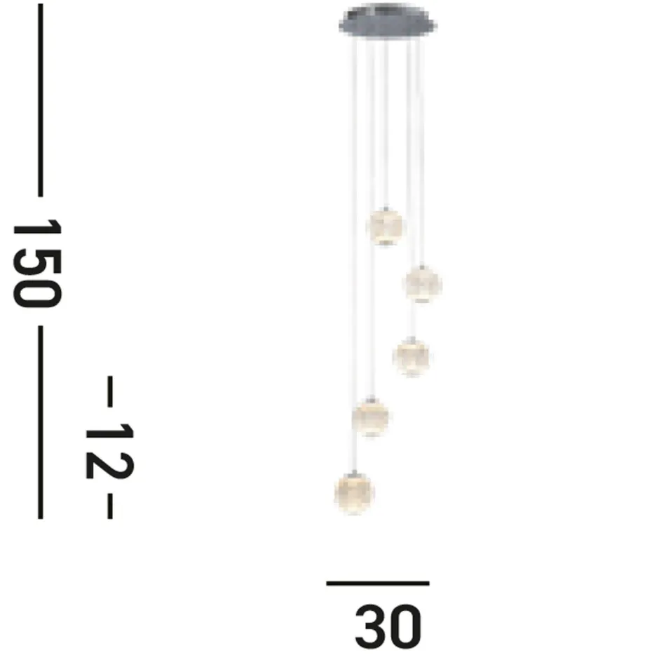 Wohnzimmerlampen|Esszimmer Lampen*Searchlight LED Pendelleuchte Metall 5-flammig 21 W L:30 cm Chrom