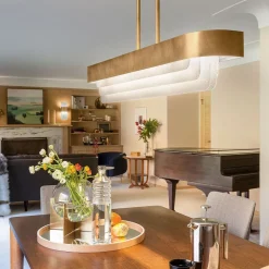 Hängelampen|Led Lampen*Elstead LED Pendelleuchte Metall Glas L: 92,5 cm in Messing