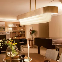 Hängelampen|Led Lampen*Elstead LED Pendelleuchte Metall Glas L: 92,5 cm in Messing