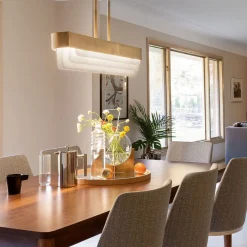 Hängelampen|Led Lampen*Elstead LED Pendelleuchte Metall Glas L: 92,5 cm in Messing