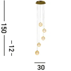 Searchlight LED Pendelleuchte Metall 21 W Ø30 cm 5-flmg in Messing< Bürolampen|Wohnzimmerlampen