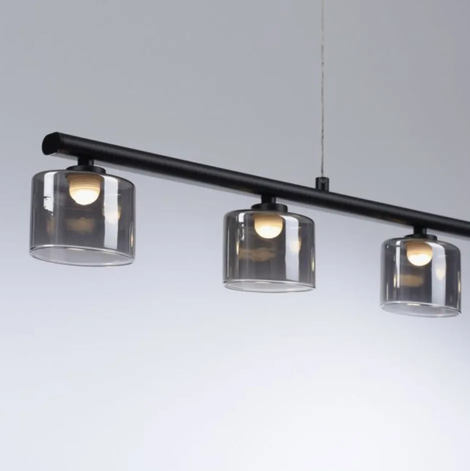 Paul Neuhaus LED Pendelleuchte Rauchglas blendarm 80 cm lang 20 W< Hängelampen|Bürolampen