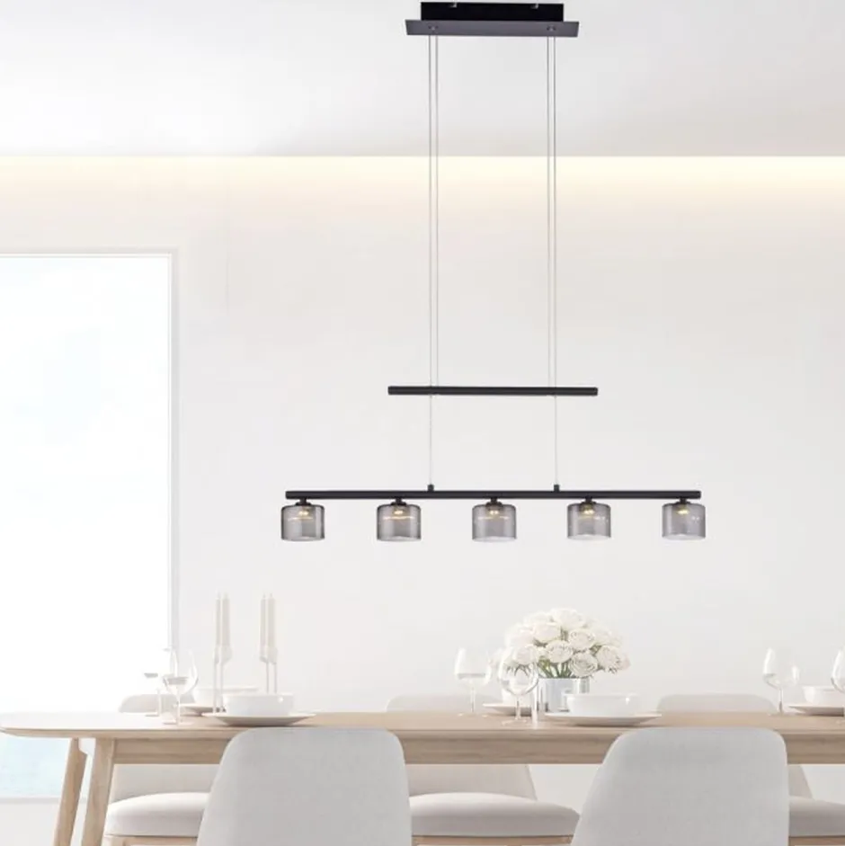 Paul Neuhaus LED Pendelleuchte Rauchglas blendarm 80 cm lang 20 W< Hängelampen|Bürolampen