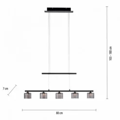 Paul Neuhaus LED Pendelleuchte Rauchglas blendarm 80 cm lang 20 W< Hängelampen|Bürolampen
