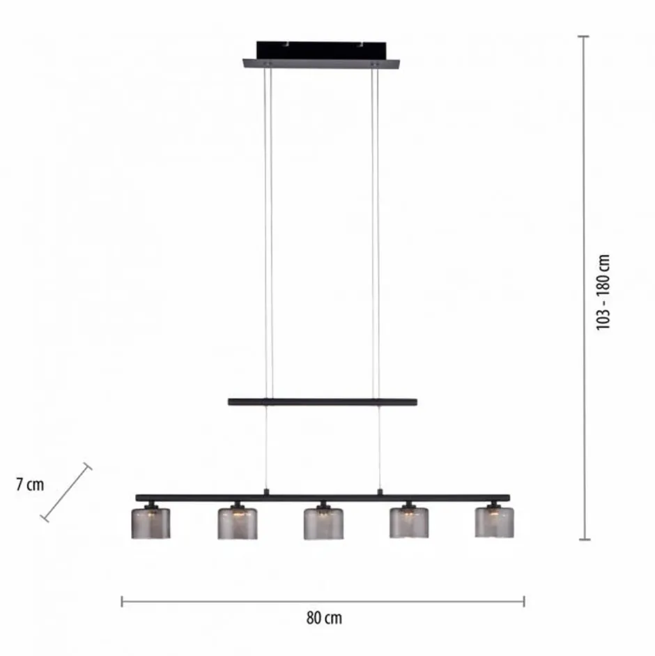 Paul Neuhaus LED Pendelleuchte Rauchglas blendarm 80 cm lang 20 W< Hängelampen|Bürolampen