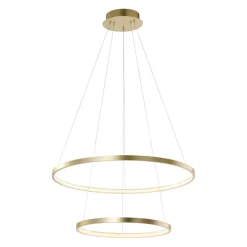 Just Light LED Pendelleuchte Ringe in Gold Metall Ø50 cm 3000 K< Hängelampen|Bürolampen