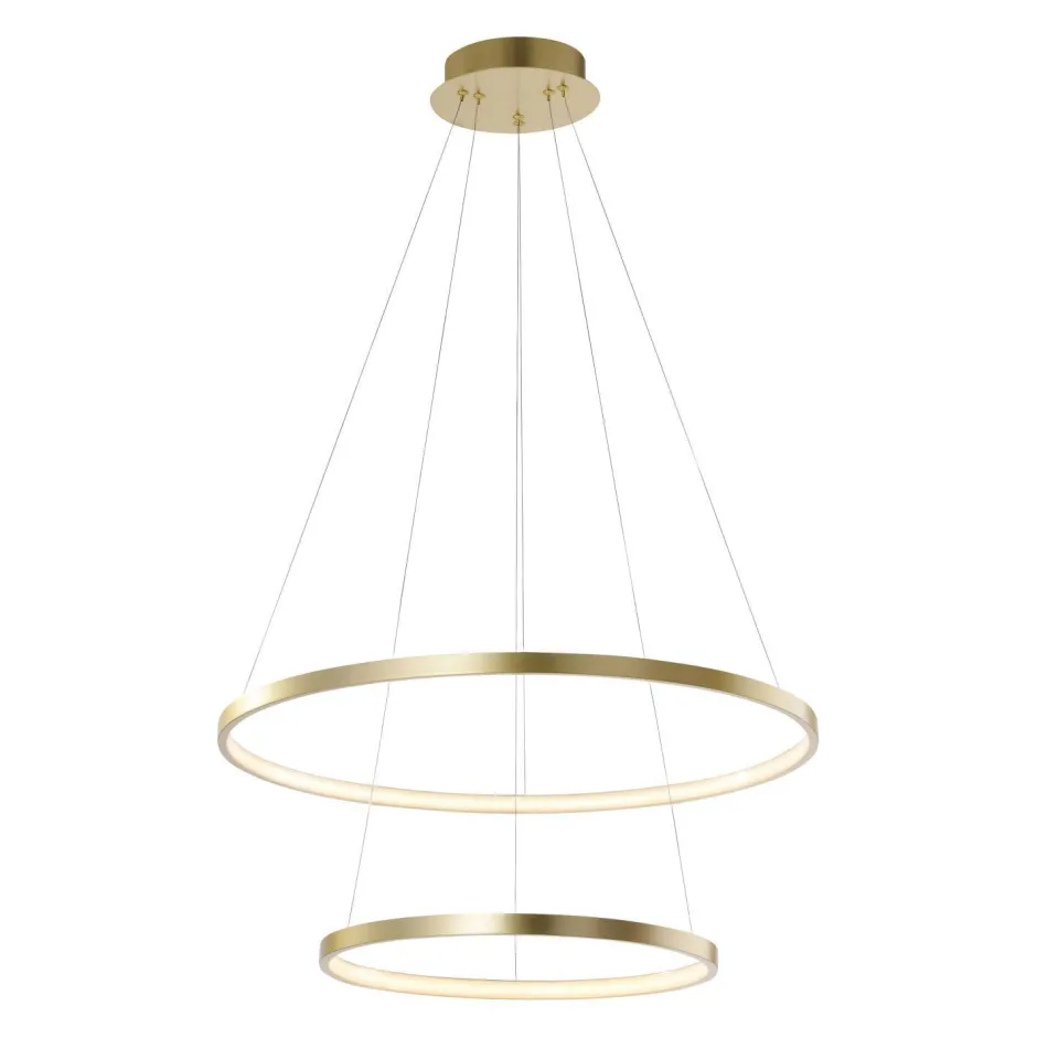 Just Light LED Pendelleuchte Ringe in Gold Metall Ø50 cm 3000 K< Hängelampen|Bürolampen