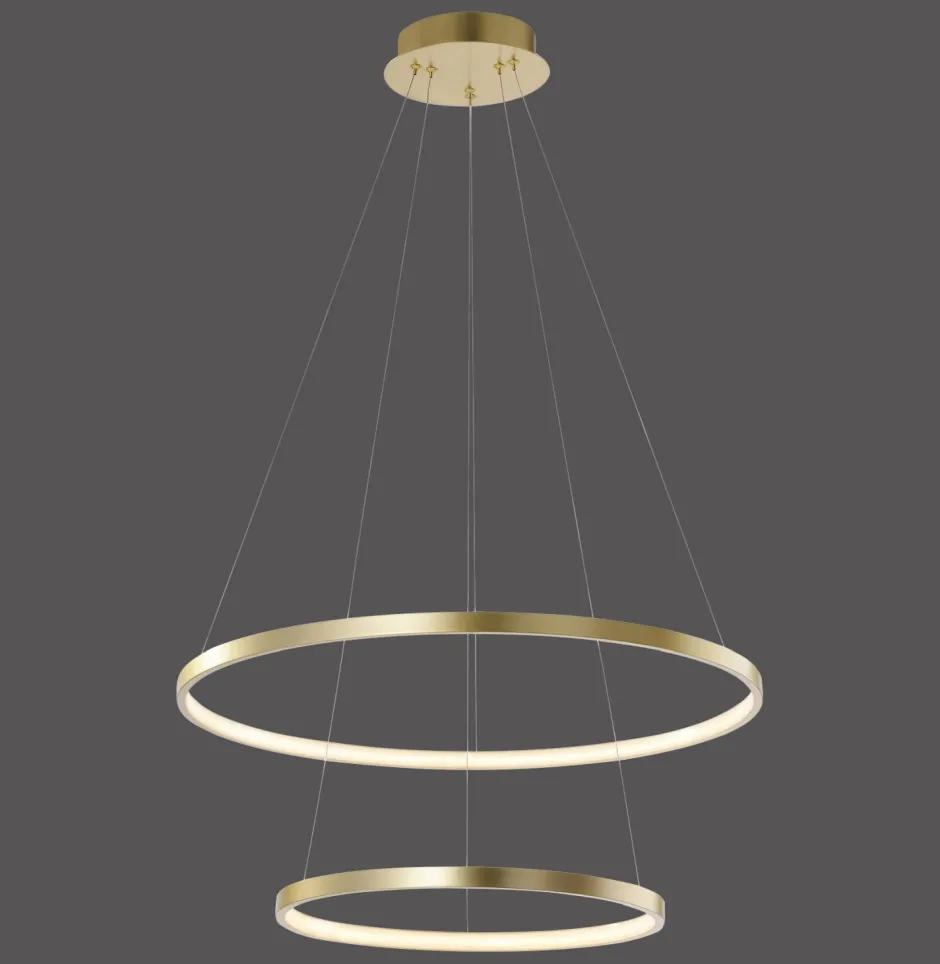 Just Light LED Pendelleuchte Ringe in Gold Metall Ø50 cm 3000 K< Hängelampen|Bürolampen