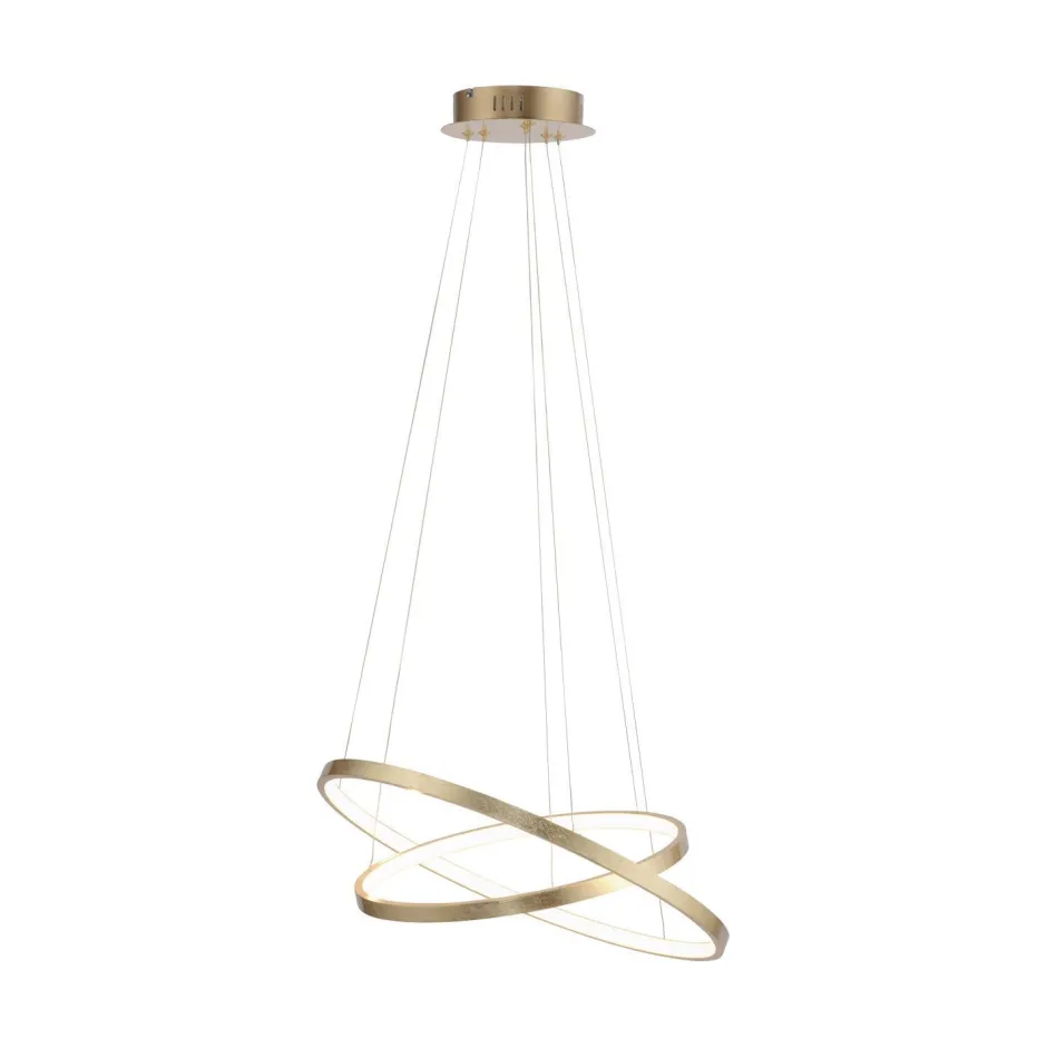 Just Light LED Pendelleuchte Ringe in Gold Metall Ø50 cm 3000 K< Hängelampen|Bürolampen