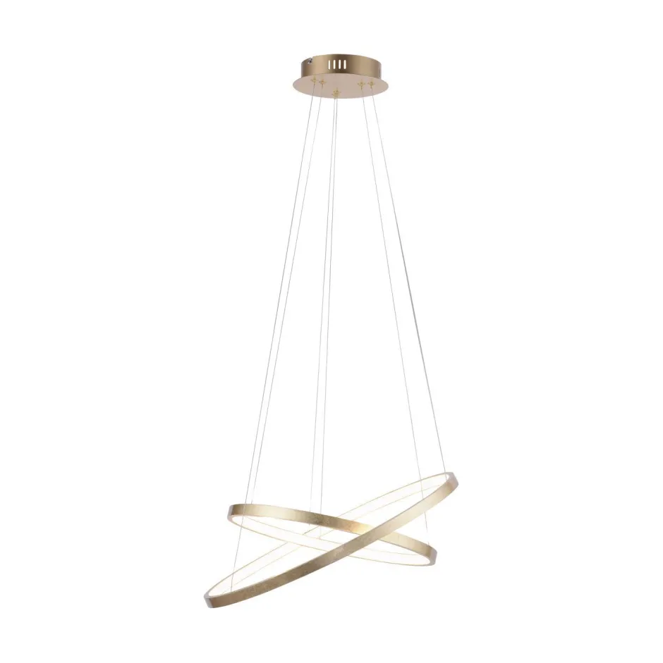 Just Light LED Pendelleuchte Ringe in Gold Metall Ø50 cm 3000 K< Hängelampen|Bürolampen