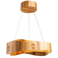 Elstead LED Pendelleuchte rund Ø 60 cm Teak-Holz Furnier Modern< Hängelampen|Bürolampen