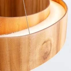 Elstead LED Pendelleuchte rund Ø 60 cm Teak-Holz Furnier Modern< Hängelampen|Bürolampen