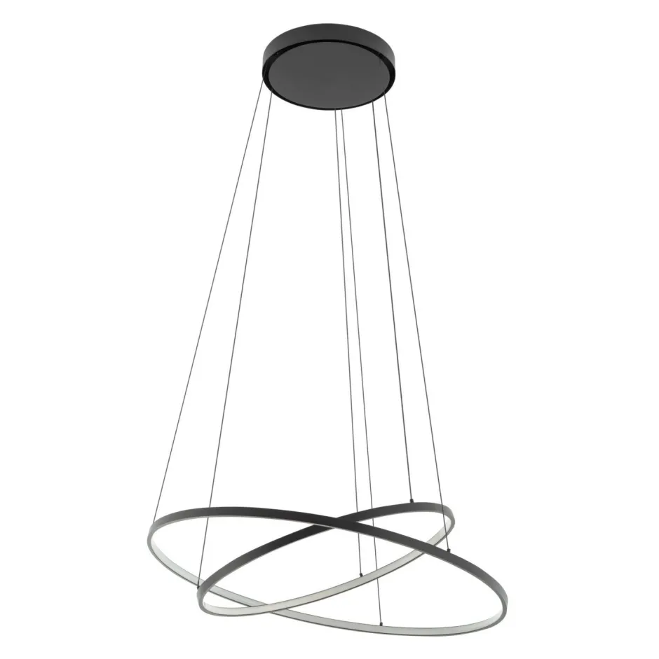 Led Lampen|Schlafzimmer Lampen*Nowodvorski LED Pendelleuchte Schwarz 2 Ringe Metall verstellbar