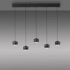 Hängelampen|Bürolampen*Just Light LED Pendelleuchte Schwarz Metall warmweiß 3000 K 110 cm