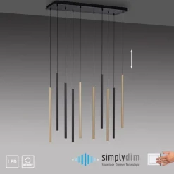 Paul Neuhaus LED Pendelleuchte Schwarz Messing Metall dimmbar< Hängelampen|Bürolampen