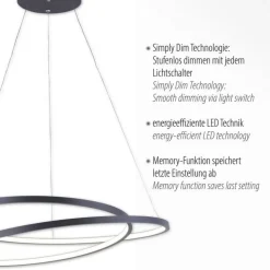 Paul Neuhaus LED Pendelleuchte Schwarz B:55 cm 4000 lm dimmbar< Hängelampen|Bürolampen