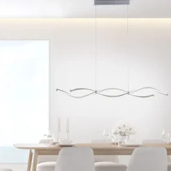 Hängelampen|Bürolampen*Paul Neuhaus LED Pendelleuchte Wellen in Stahl dimmbar 35 W 108 cm