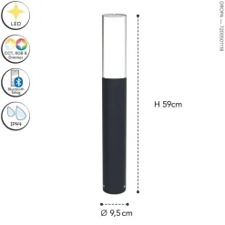 Eco-Light LED Pollerleuchte Aluminium RGB H:59 cm IP44 500 lm< Metall Lampen|Wegeleuchten