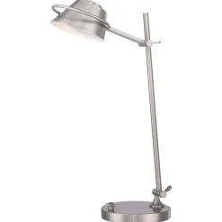 Led Lampen|Tischlampen*Elstead LED Schreibtischlampe dimmbar Metall in Nickel 51 cm