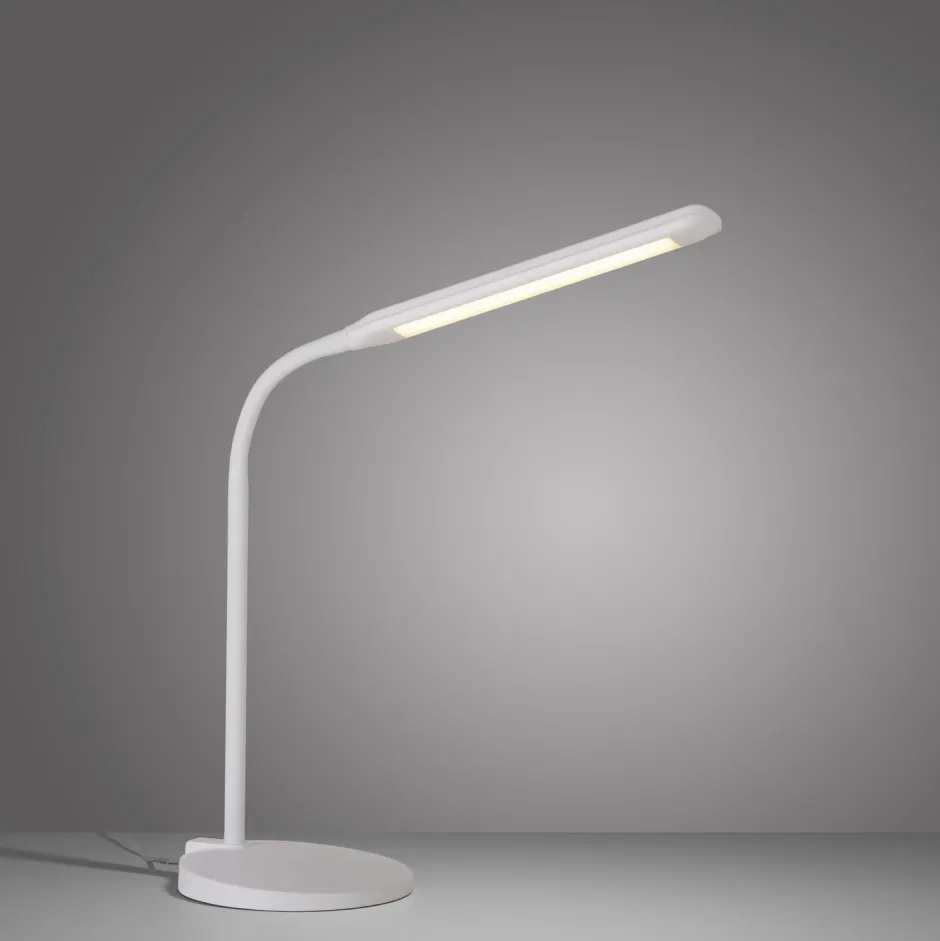 Bürolampen|Schlafzimmer Lampen*Just Light LED SchreibTischlampe Metall Weiß Touch 64 cm flexibel