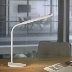 Bürolampen|Schlafzimmer Lampen*Just Light LED SchreibTischlampe Metall Weiß Touch 64 cm flexibel