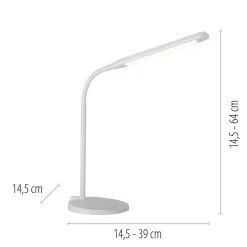 Bürolampen|Schlafzimmer Lampen*Just Light LED SchreibTischlampe Metall Weiß Touch 64 cm flexibel