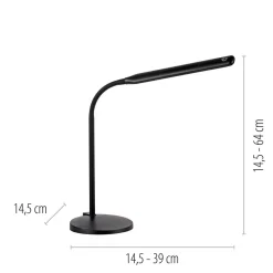 Just Light LED SchreibTischlampe Schwarz Touch 64 cm 6 W flexibel< Bürolampen|Schlafzimmer Lampen